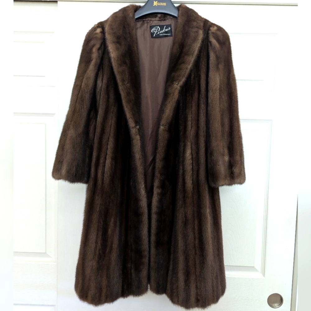 Womens Vintage Brown Mink Stroller Coat Size Small/Medium 6-8